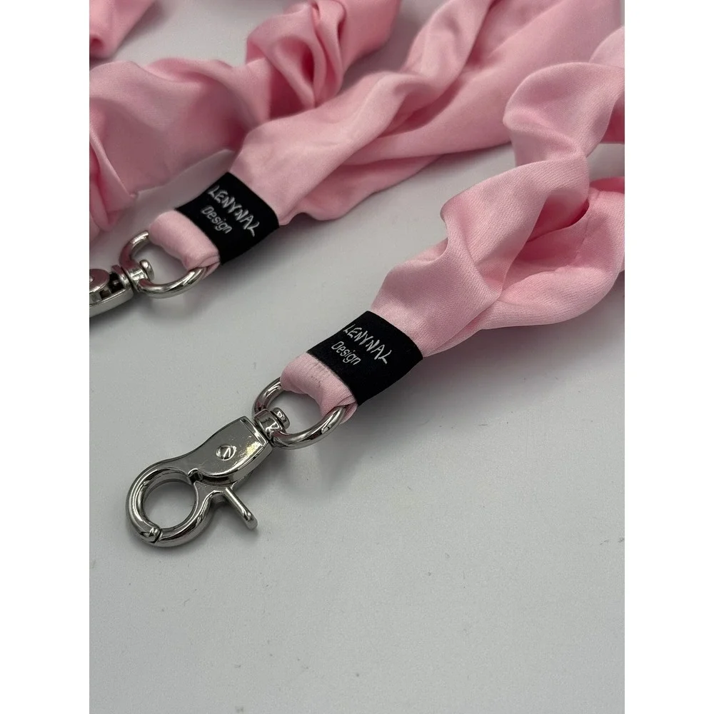 LENYNAL Design Pink Satin Scrunchie Lanyard Swivel Clasp Key Ring & Wristlet